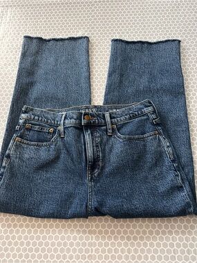 J.Crew Classic Slim Wide Leg Straight Denim Jeans Raw Hem Size 29P